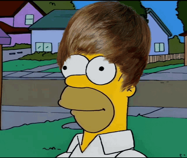 a cartoon of homer simpson with brown hair