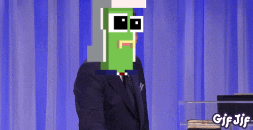 a gif of a man in a suit with a pixelated face and the words gif jif at the bottom