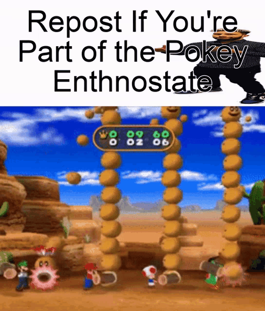 a screenshot of a video game that says repost if you 're part of the pokey enthnostate