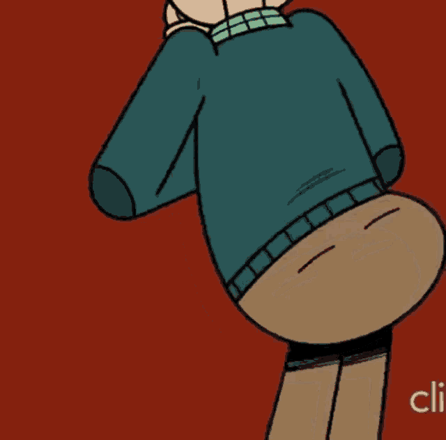 a cartoon character 's butt is shown in a close up