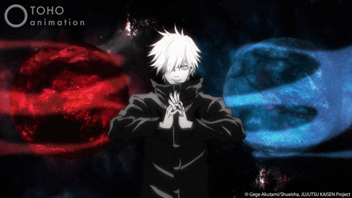 a poster for toho animation shows a man in a black suit