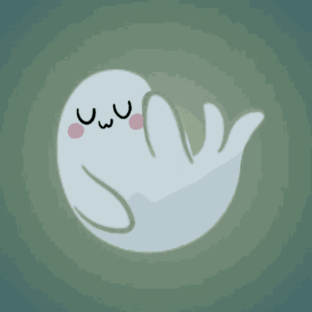 a cartoon drawing of a ghost with a face that says ' uwu '