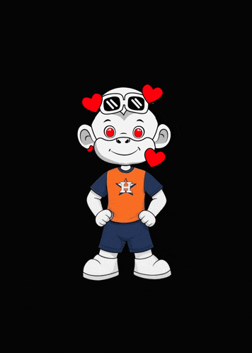 a cartoon monkey wearing sunglasses and a shirt that says h on it