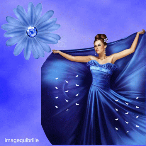 Blue Lady Flower GIF - Blue Lady Flower Dress GIFs