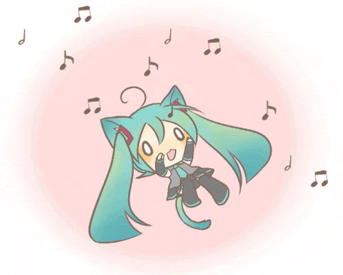 a drawing of a girl with cat ears and music notes
