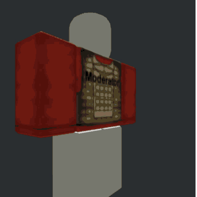 a red shirt with the word moderator on the front