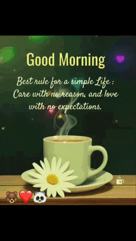 a good morning message with a cup of coffee
