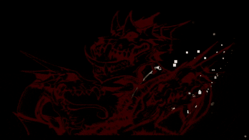 a cartoon drawing of a monster with three heads and teeth