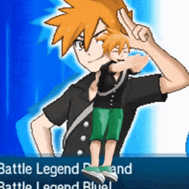 a pixel art of a boy with the words battle legend and battle legend blue on the bottom