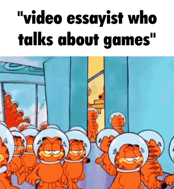 a group of garfield cats wearing space helmets are talking about games