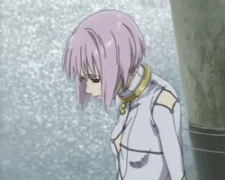 a girl with pink hair is wearing a white outfit