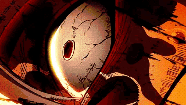 a close up of a person 's eye with a hole in it