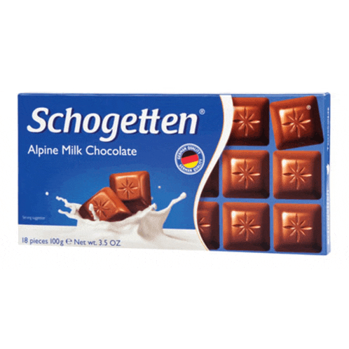 a package of schogetten alpine milk chocolate