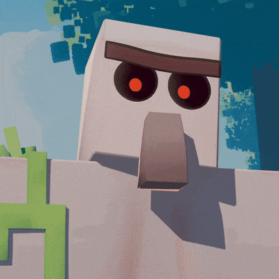 a cartoon character with red eyes and a gray nose