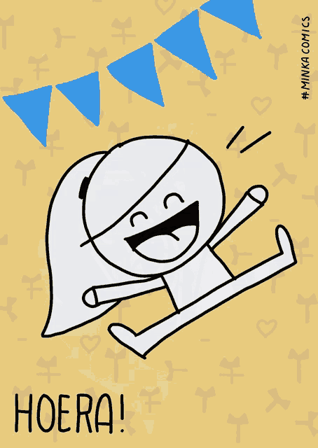 a cartoon drawing of a ghost with the word hoera on the bottom