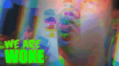 a colorful image of a man with the words we are woke