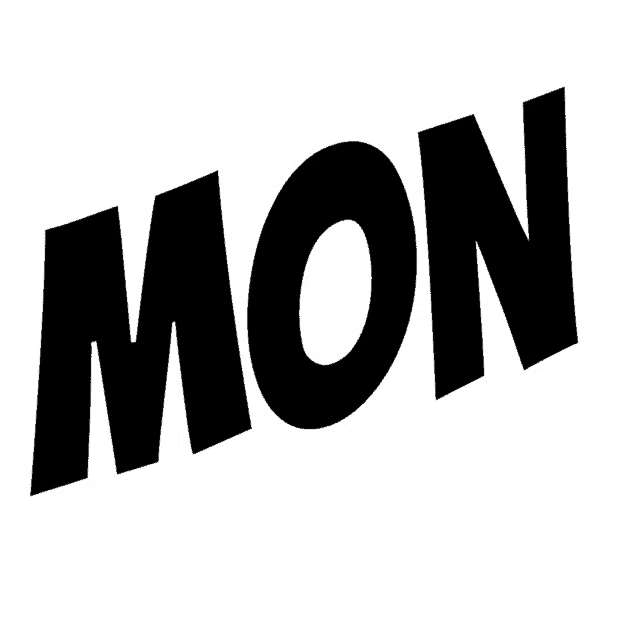 a white background with the word mon in black