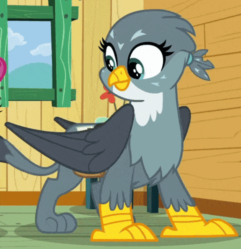 a cartoon bird with a yellow beak and yellow legs