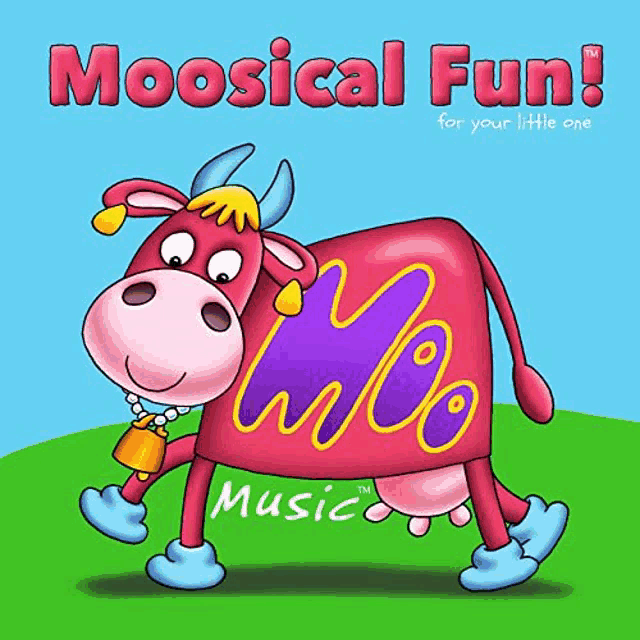 a cartoon cow is on the cover of a book titled moosical fun for your little one