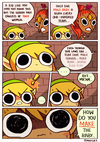 a cartoon of a boy talking to a girl with the words how do you make the baby at the bottom