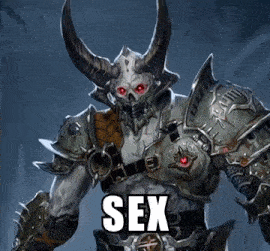 a drawing of a demon with horns and the word sex written on it