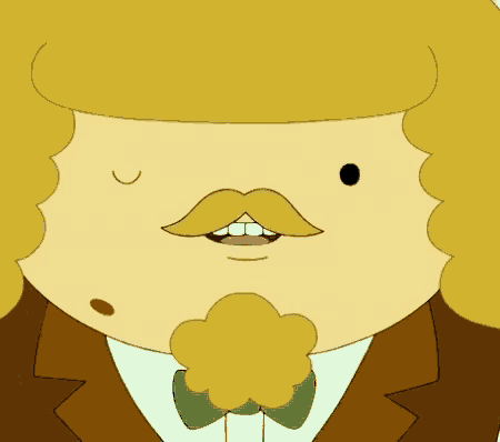 a close up of a cartoon character with a bow tie