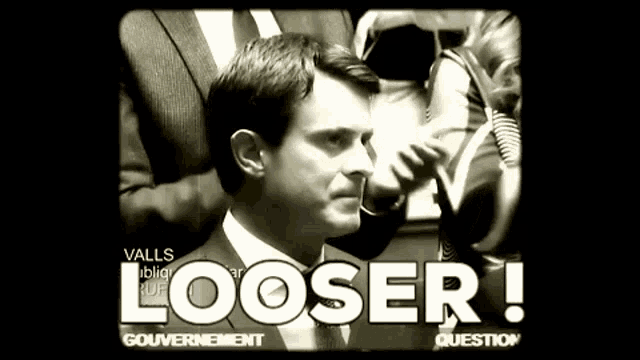a black and white photo of a man with the words looser written on the bottom
