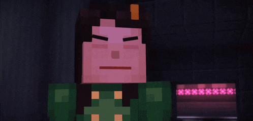 a close up of a minecraft character 's face