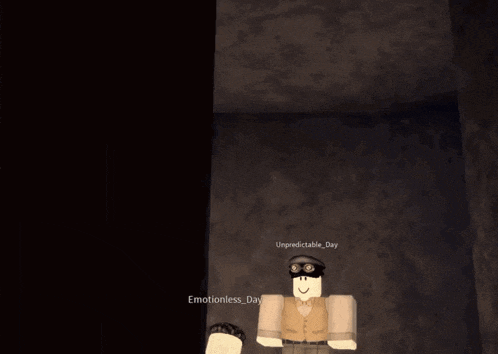 a roblox character with the name unpredictable day on the bottom