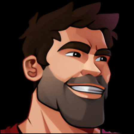 a cartoon drawing of a man with a beard is smiling