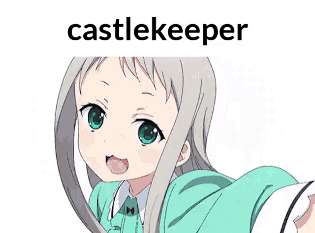 a picture of a girl making a heart shape with her hands and the word castlekeeper above her
