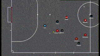 a soccer field with the words blue scores on the bottom
