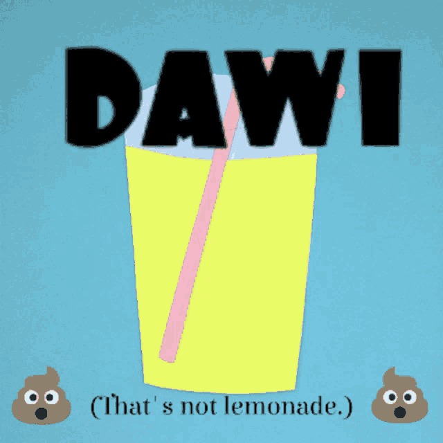 a drawing of a cup of dawi with a straw