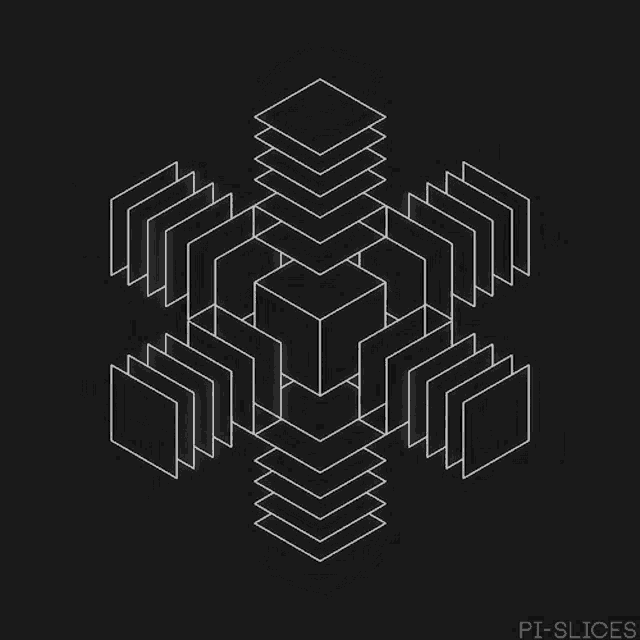 a black background with white lines and pi-slices written on the bottom