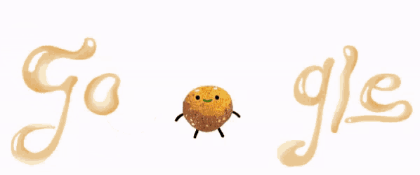 a google logo with a cartoon drawing of food and the word gle