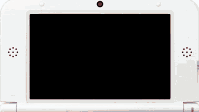 a white nintendo 3ds with a drawing of a man 's face on the screen