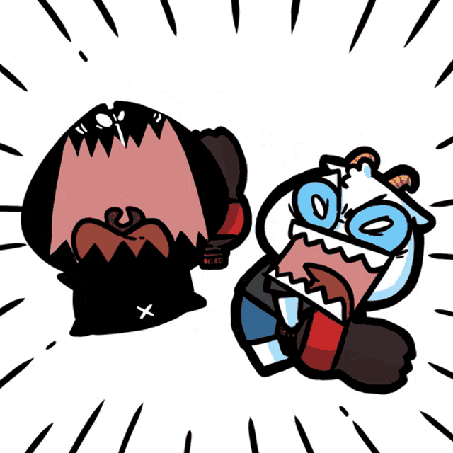 a cartoon drawing of a man being punched by another man