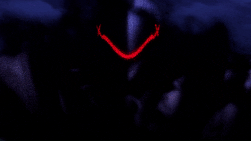 a dark background with a red glowing smiley face