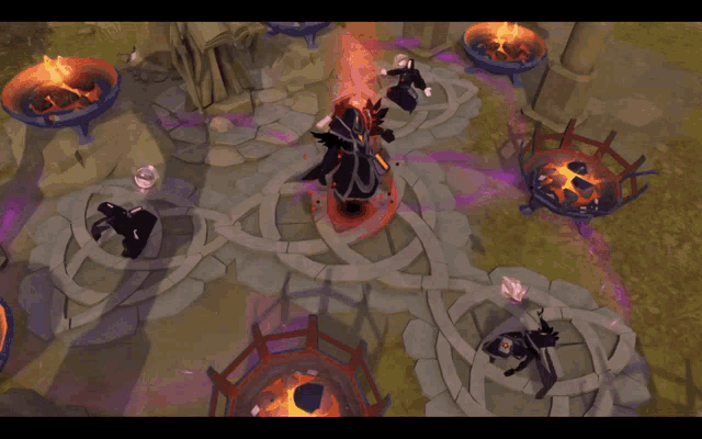 a video game character is surrounded by a purple circle
