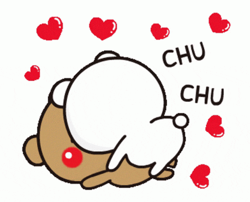 a cartoon bear is holding a speech bubble that says " you "
