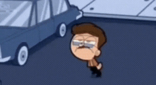 a cartoon man with glasses and a mustache is laying on the ground .
