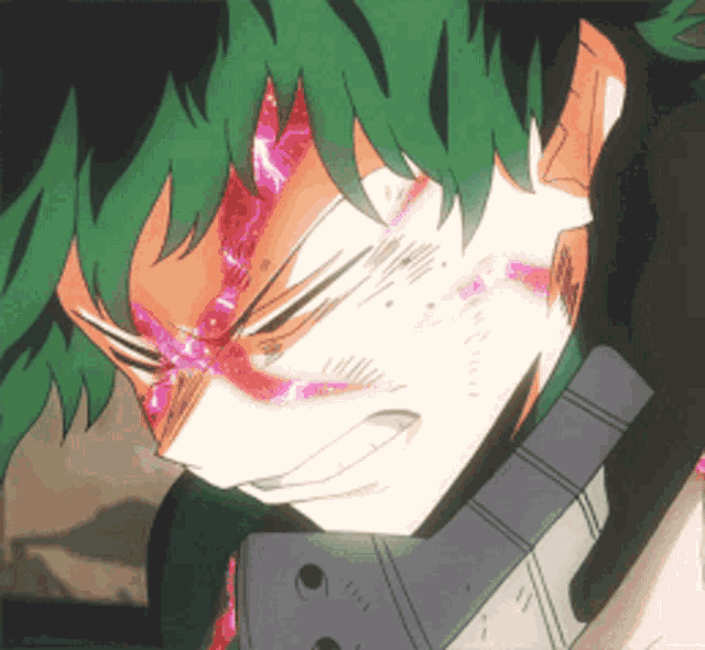 a close up of a person with green hair