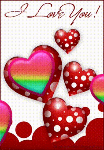 a greeting card that says i love you with hearts on it