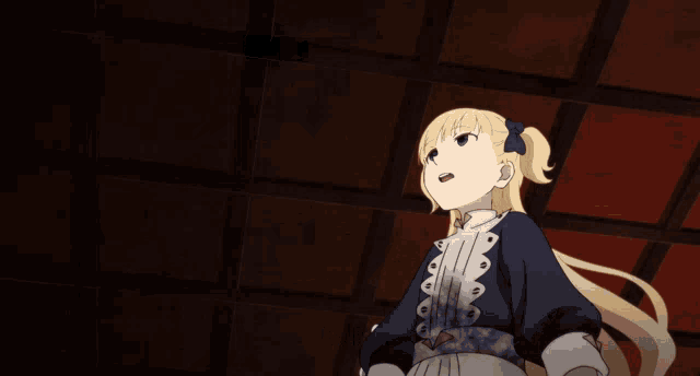 a girl in an apron is dancing in a living room with the words rolly rolly behind her