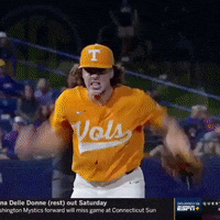a baseball player wearing an orange shirt that says vols on the front