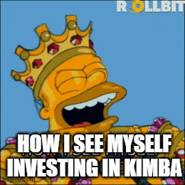 a cartoon of homer simpson wearing a crown with the words how i see myself investing in kimba