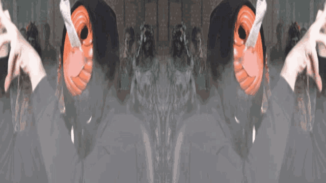 a person wearing a mask with a hood on