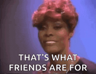 a woman with red hair is talking to someone and says `` that 's what friends are for '' .