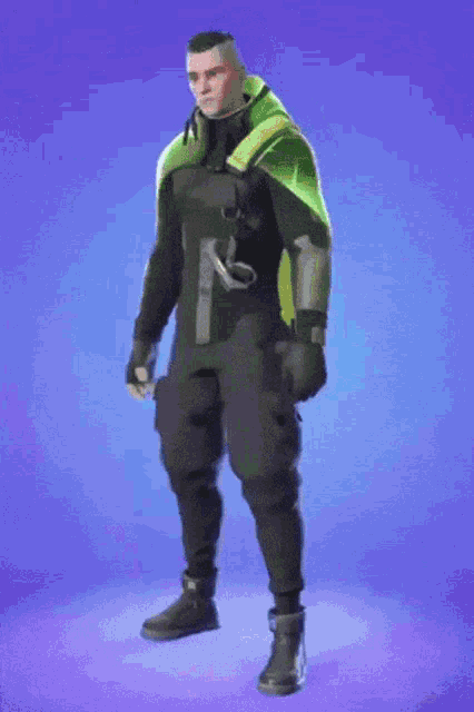 a man with a green cape and a knife in his hand