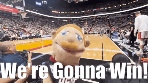a basketball court with the words we 're gonna win on the bottom